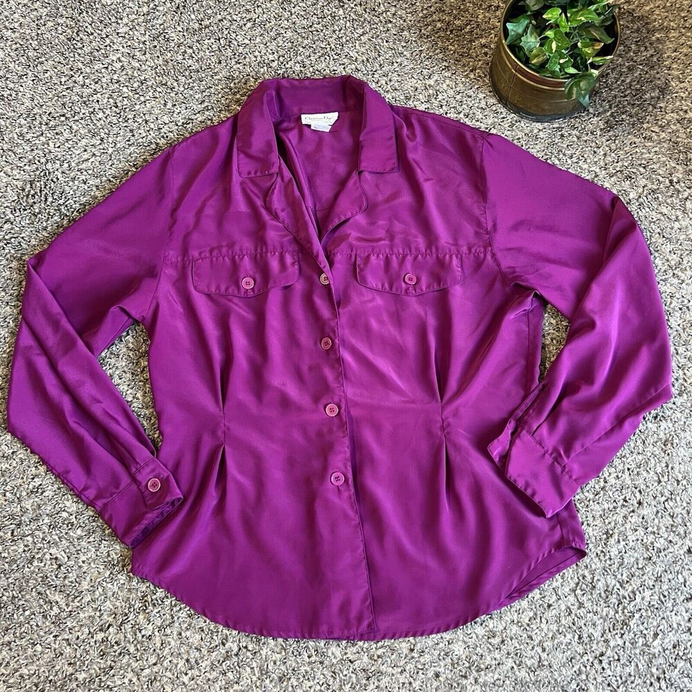 Dior Purple Silk Button-Up Blouse